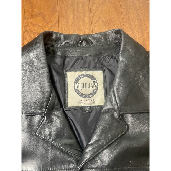 Vintage Wilson’s Leather Black Leather Button Up Blazer Jacket Men’s XL - Picture 5 of 5